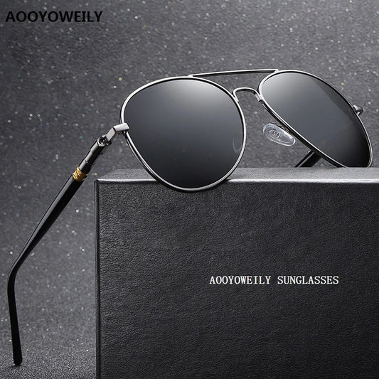 Luxury Polarized Sunglasses Driving Sunglasses , Vintage Black Pilot Sunglasses UV400