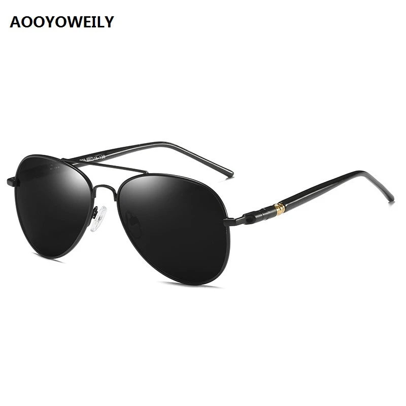 Luxury Polarized Sunglasses Driving Sunglasses , Vintage Black Pilot Sunglasses UV400