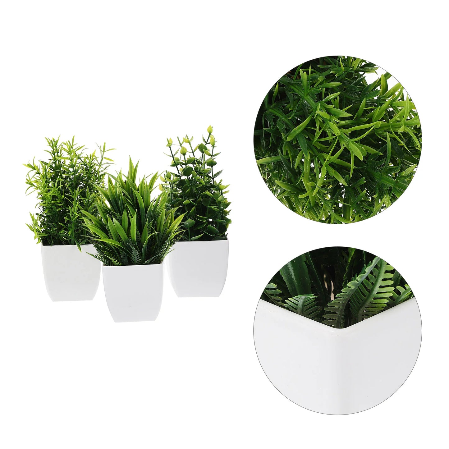 3pcs Faux Potted Plants Artificial Potted Plant Decoration Home Fake Bonsai Plant Mixed Style