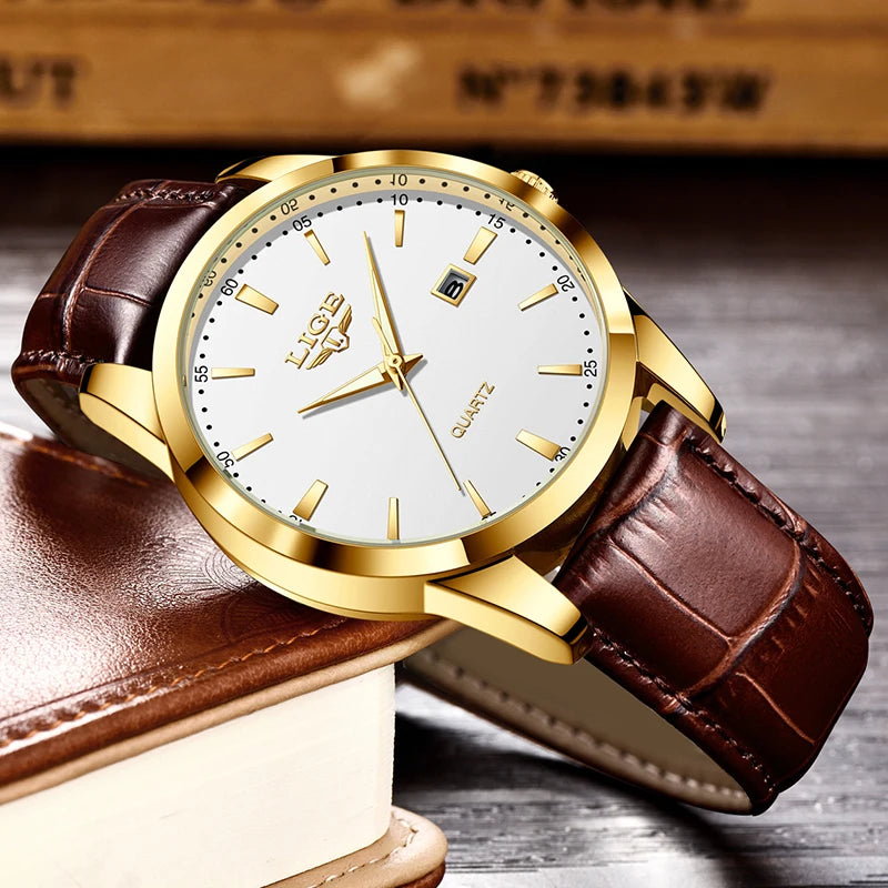 Brown Leather Watch Men Military Sports Men's Quartz Wristwatches Casual Waterproof Chronograph Relogios Masculino