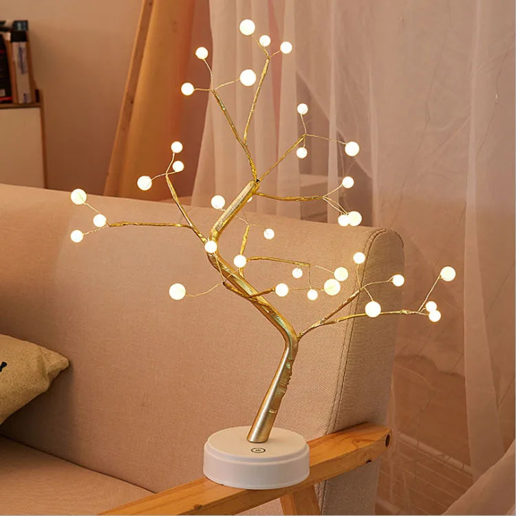 36/108 Led Night Light Table Bonsai Tree Lamp Touch Switch Copper Wire Table Lights For Bedroom Home Decoration