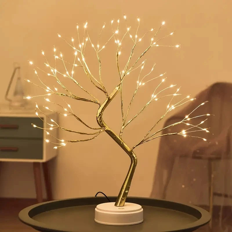 36/108 Led Night Light Table Bonsai Tree Lamp Touch Switch Copper Wire Table Lights For Bedroom Home Decoration