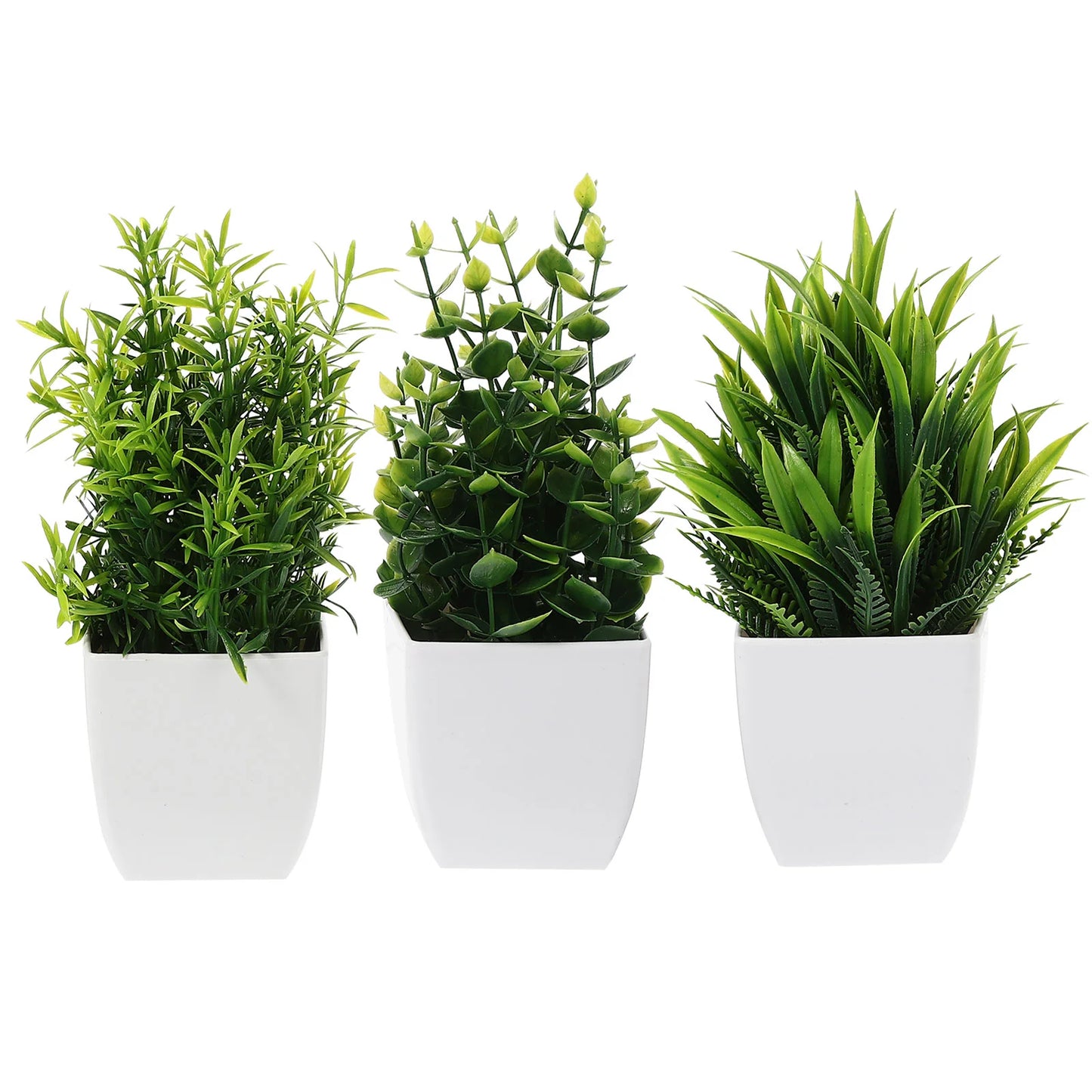 3pcs Faux Potted Plants Artificial Potted Plant Decoration Home Fake Bonsai Plant Mixed Style